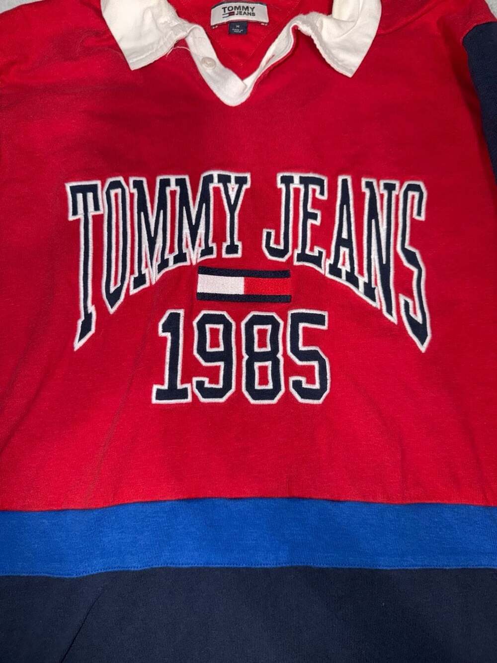Vintage Tommy Jeans 1985 Colorblock Long Sleeve Rugby Shirt - Picture 3 of 5